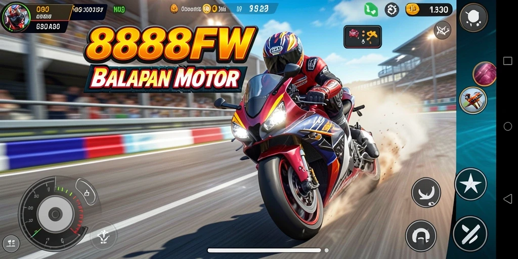 Tangkapan layar gameplay <strong>888FW</strong> saat balapan motor yang seru.