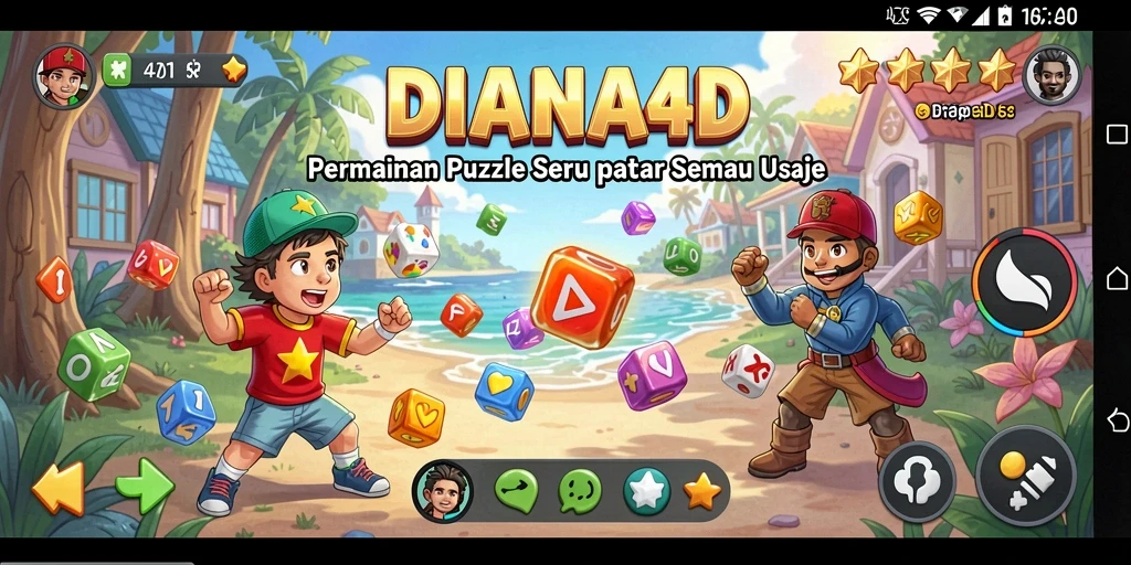 Tampilan gameplay menantang di DIANA4D dengan desain yang menarik.