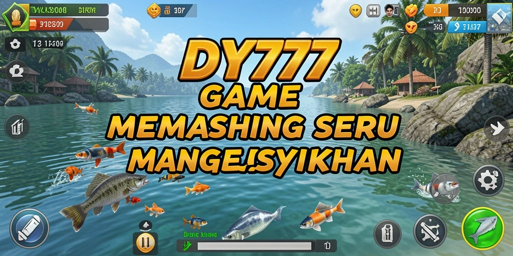 Screenshot DY777 menampilkan momen seru saat menangkap ikan besar.