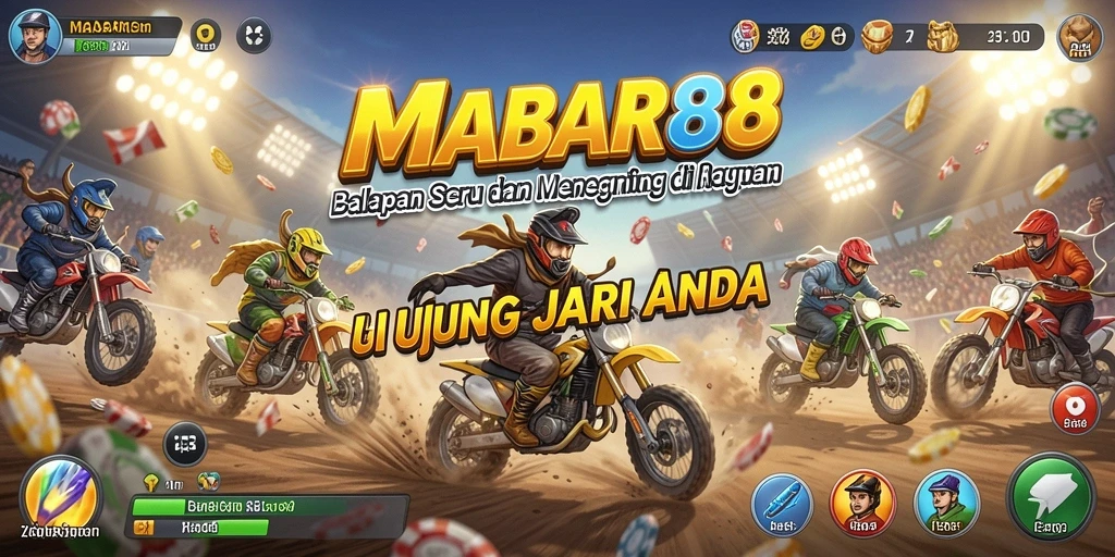 Tampilan gameplay balapan seru MABAR88 dengan mobil kustom.