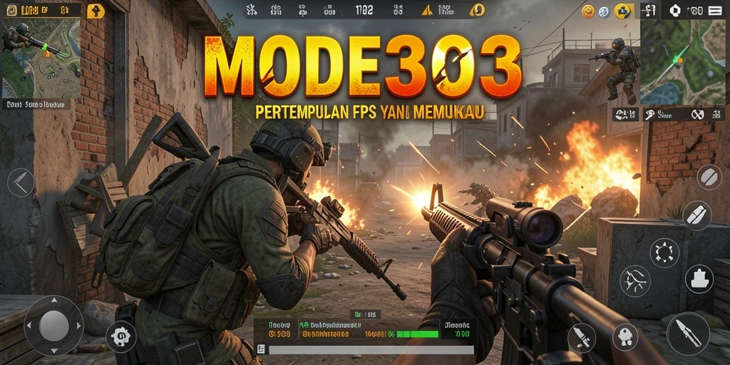 Gameplay MODE303 yang mendebarkan dan penuh aksi di mode FPS.