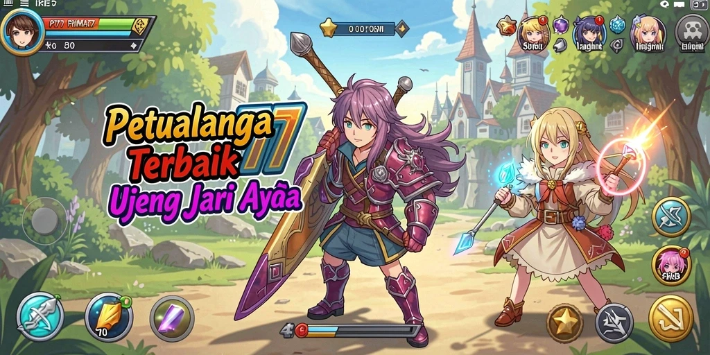 Tampilan gameplay PRIMA77 dengan karakter Anime yang dinamis.