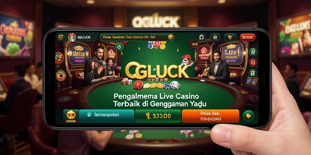 Screenshot QGLUCK menampilkan dealer interaktif dan permainan Live Casino yang seru.