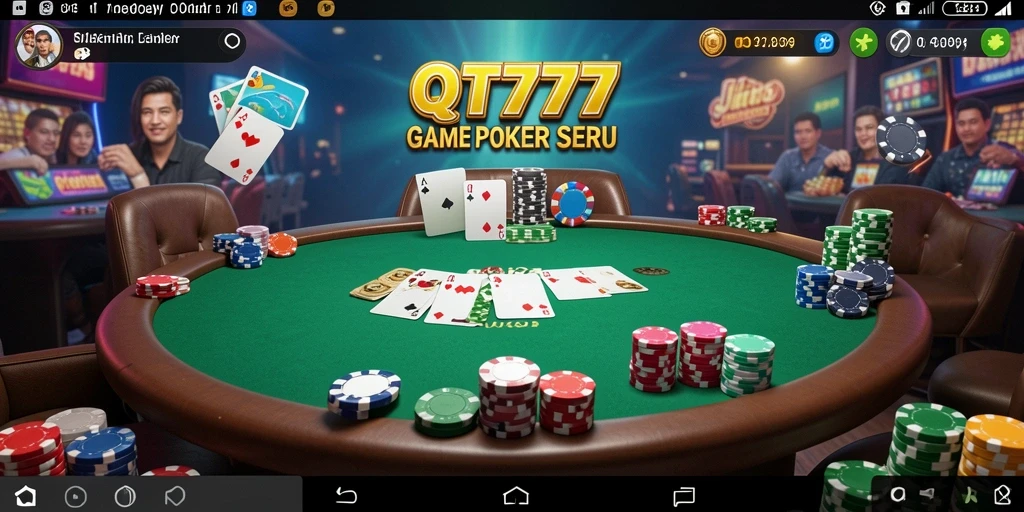 Screenshot gameplay QT777 menampilkan suasana Poker yang kompetitif.