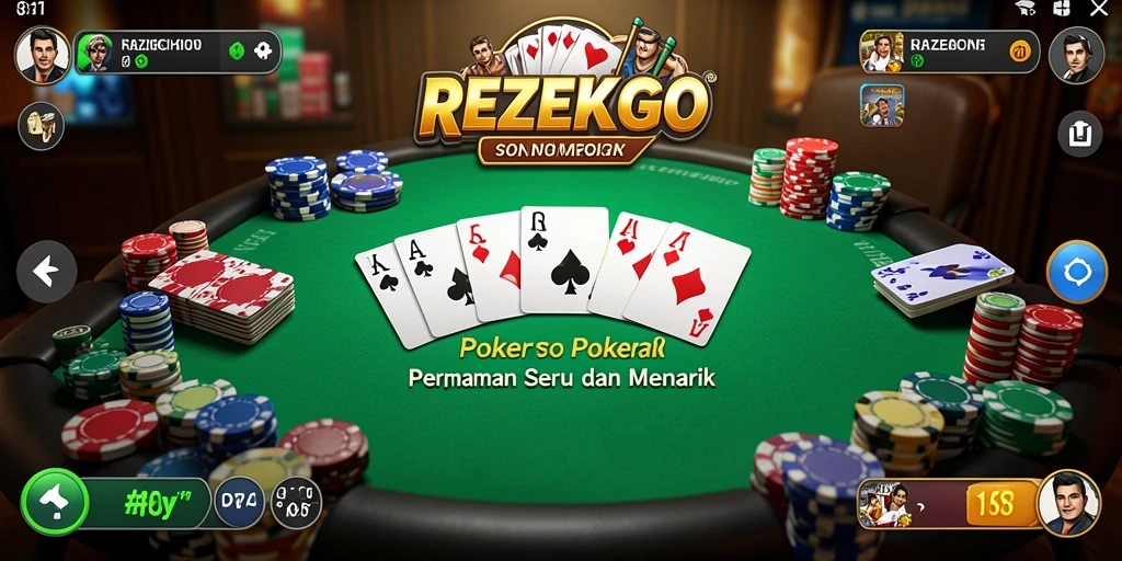 Tampilan utama gameplay Poker di REZEKIGO yang menarik.