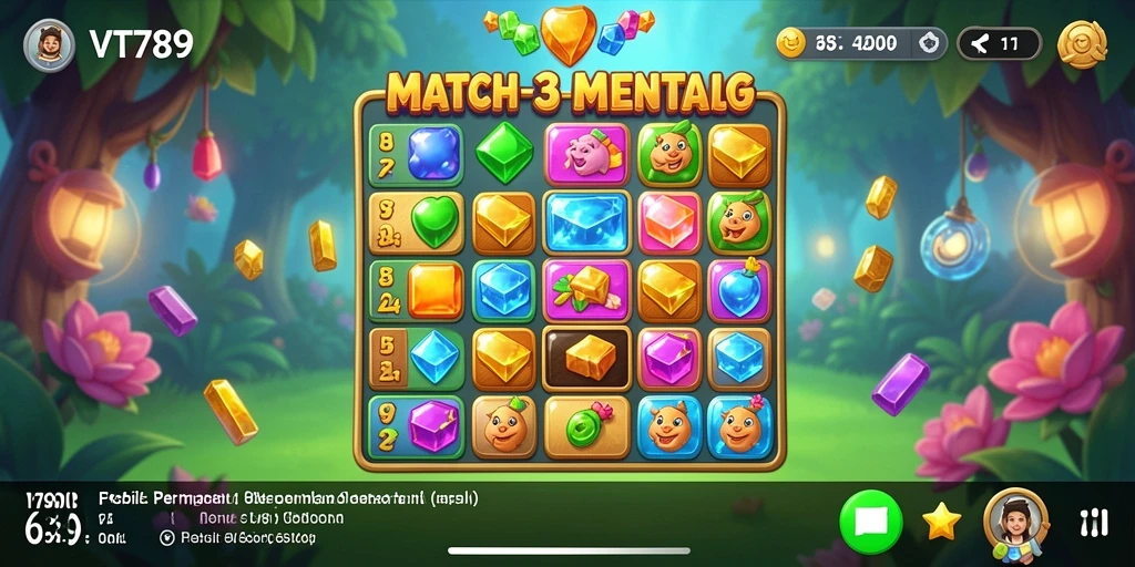 Tampilan screenshot game VT789 dengan gameplay Match-3 yang menarik.